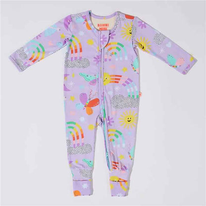 Bambi Mini Co. Wrigglesuit 12-18 Months (with Grippy Feet) Pastel Lilac