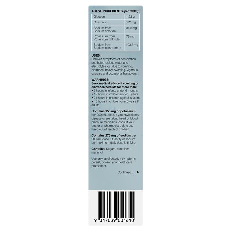 Hydralyte Electrolyte Effervescent Colour Free Lemonade 20 Tablets - GimmeNow