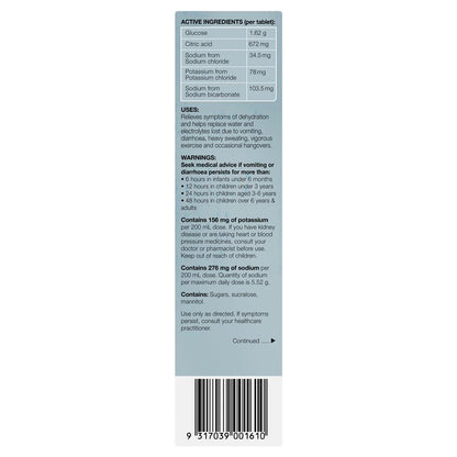Hydralyte Electrolyte Effervescent Colour Free Lemonade 20 Tablets - GimmeNow