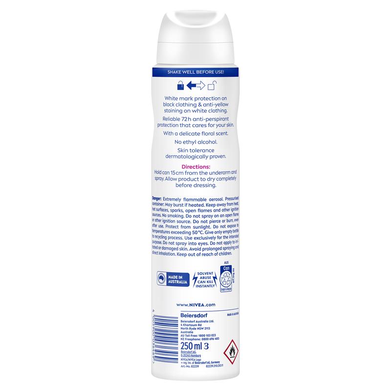 NIVEA Black & White Clear Aerosol Deodorant 72H Protection 250ml