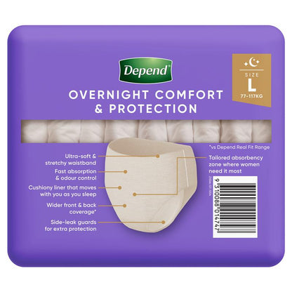 Depend Night Defence Incontinence Underwear for Women Large 8 Pack