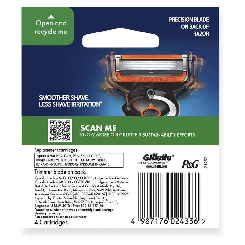 Gillette Fusion Proglide Power Razor Blades 4 Pack