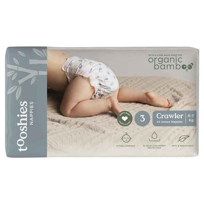 Tooshies Eco Nappies with Organic Bamboo Size 3 Crawler 6-11kg, 44 Pack