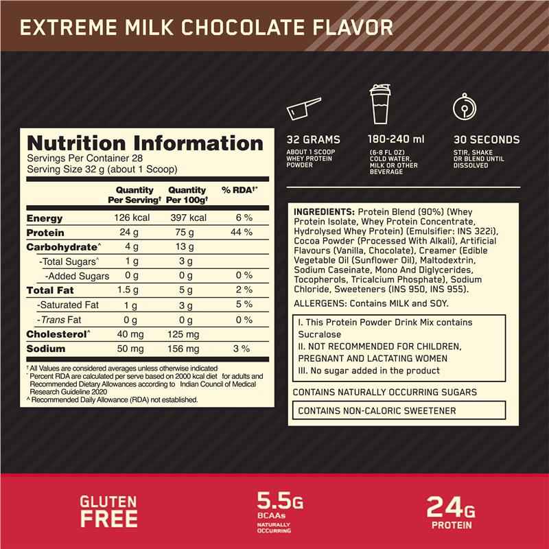 Optimum Nutrition Gold Standard 100% Whey Extreme Milk Chocolate 907g