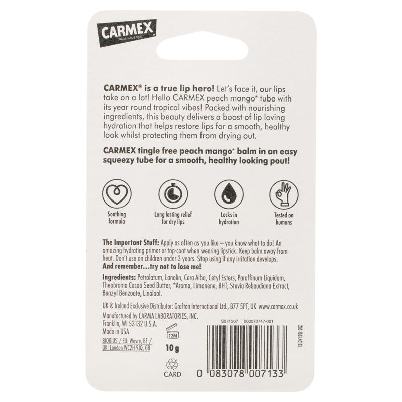 Carmex Lip Balm Peach Mango Squeeze Tube 10g
