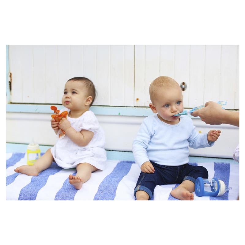 Cherub Baby Universal Food Pouch Spoons Blue & Green 2 Pack