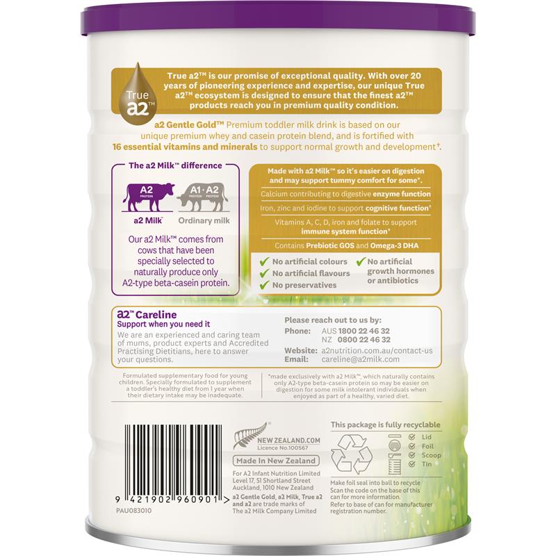 A2 Gentle Gold Premium Toddler Milk Drink Stage 3 From 1 Years To 3 Years 800g