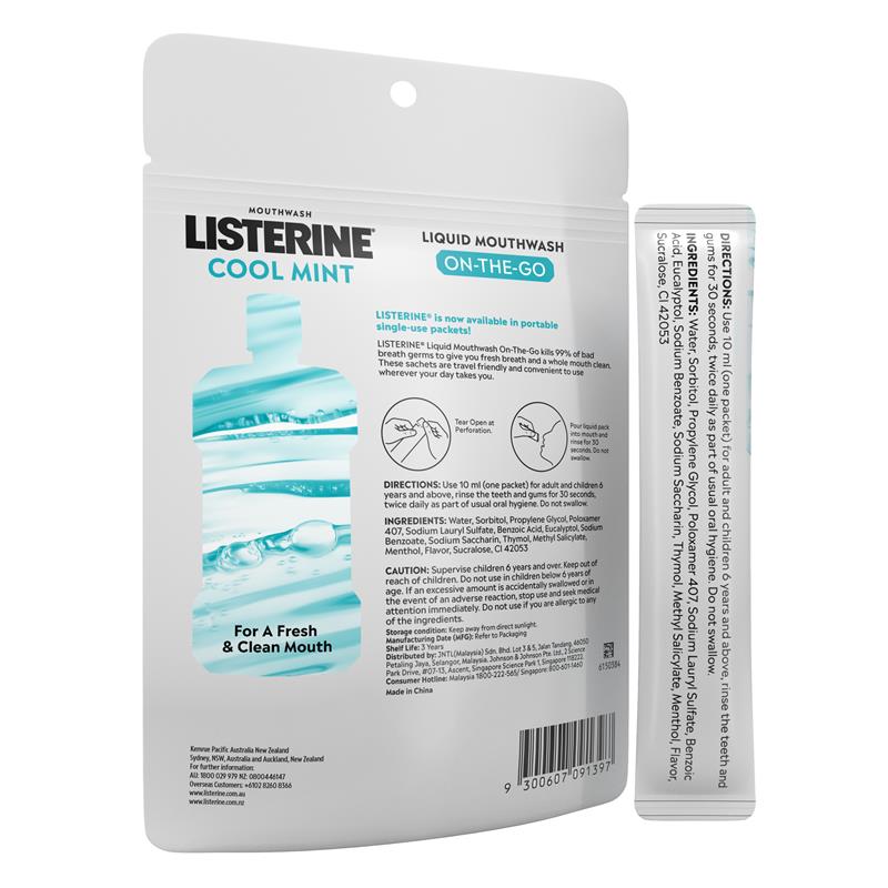 Listerine Mouthwash Cool Mint Zero 10ml x 15 Pack