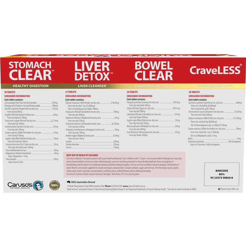 Carusos Quick Cleanse Internal Cleansing Detox Program 15 Day