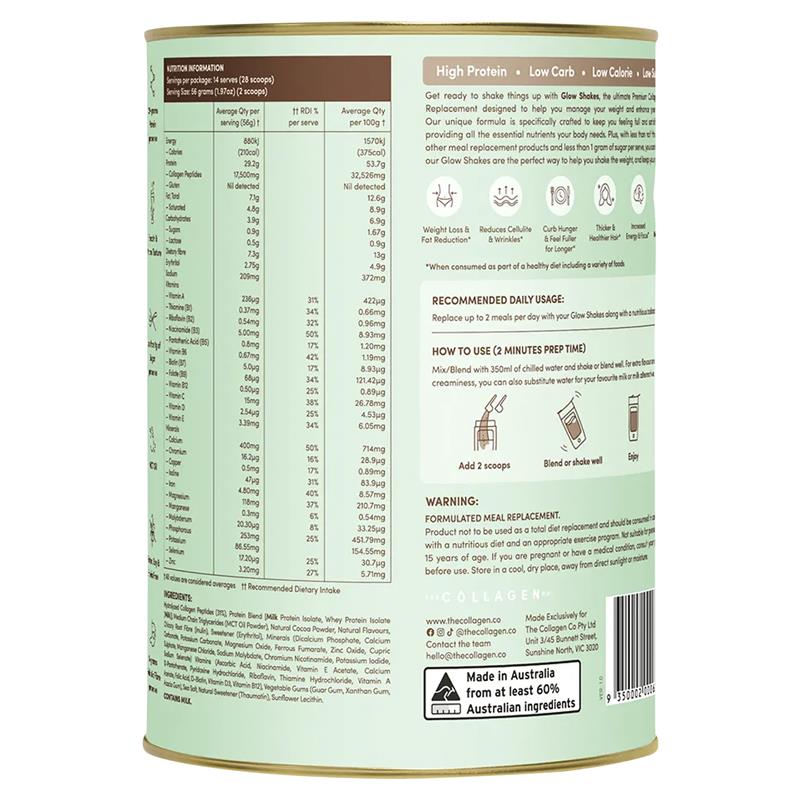 The Collagen Co Glow Shakes Choc Mint Milkshake 784g