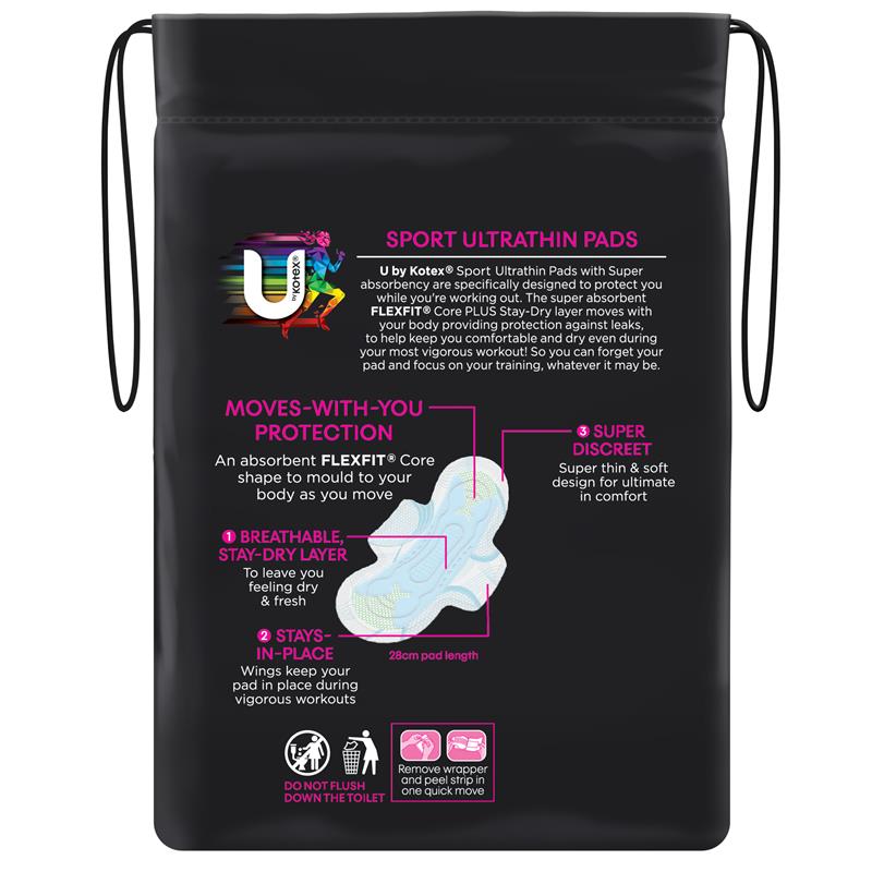U by Kotex Sport Ultrathins Pads Super 10 Pack