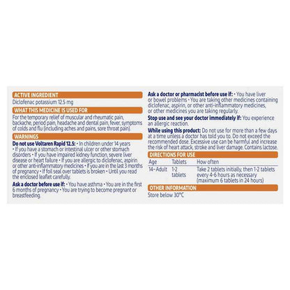 Voltaren Rapid 12.5mg Pain Relief Tablets 20
