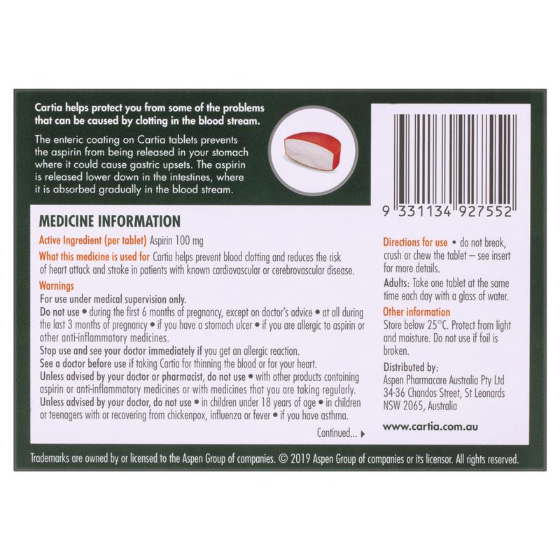 Cartia 100mg Tablets 28