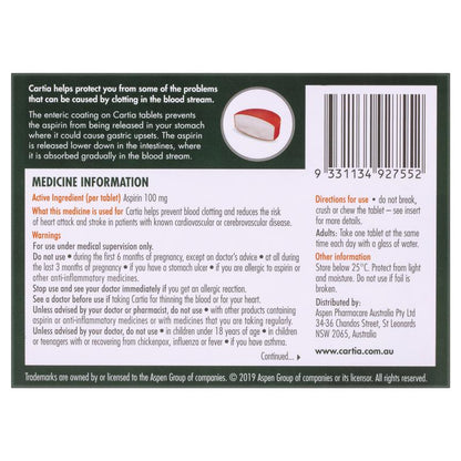 Cartia 100mg Tablets 28