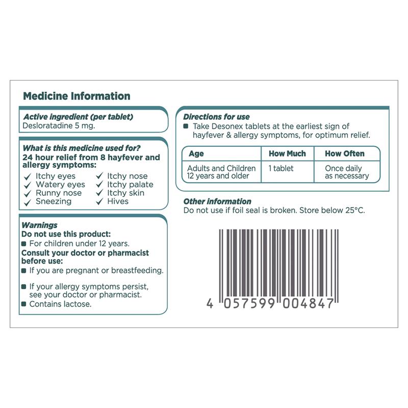 Desonex Allergy & Hayfever 5mg 20 Tablets