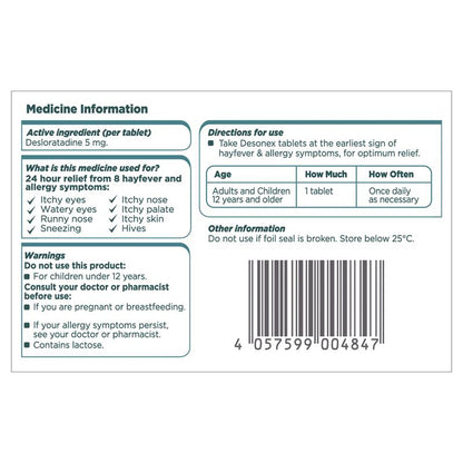 Desonex Allergy & Hayfever 5mg 20 Tablets