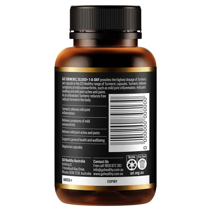 GO Healthy Turmeric 30000+ 1-A-DAY 60 Hard Vege Capsules