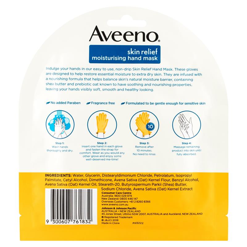 Aveeno Skin Relief Fragrance Free Moisturising Hand Mask 1 Pair