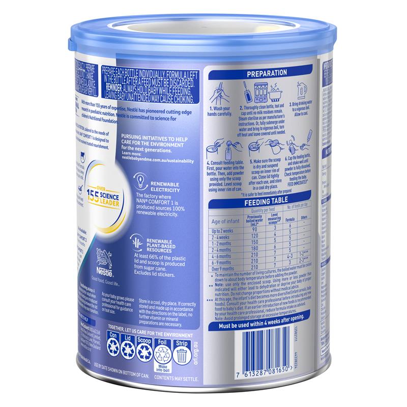Nestle NAN COMFORT 1 Starter Baby Infant Formula Powder, From Birth – 800g