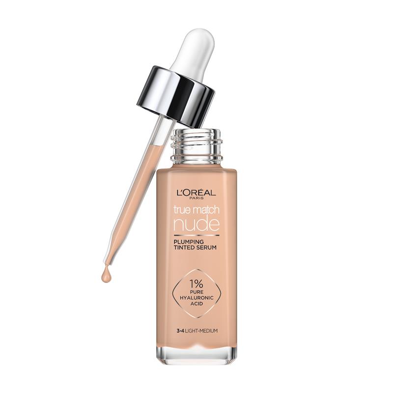 L'Oreal Paris True Match Nude Plumping Tinted Serum 3-4 Light Medium