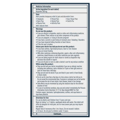 Advil Ibuprofen Pain Relief 96 Tablets
