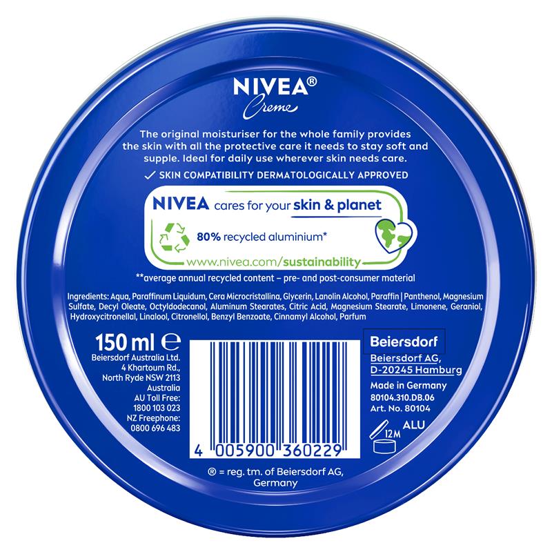 NIVEA Creme Moisturiser Blue Tin 150ml