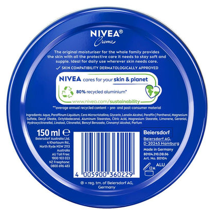 NIVEA Creme Moisturiser Blue Tin 150ml