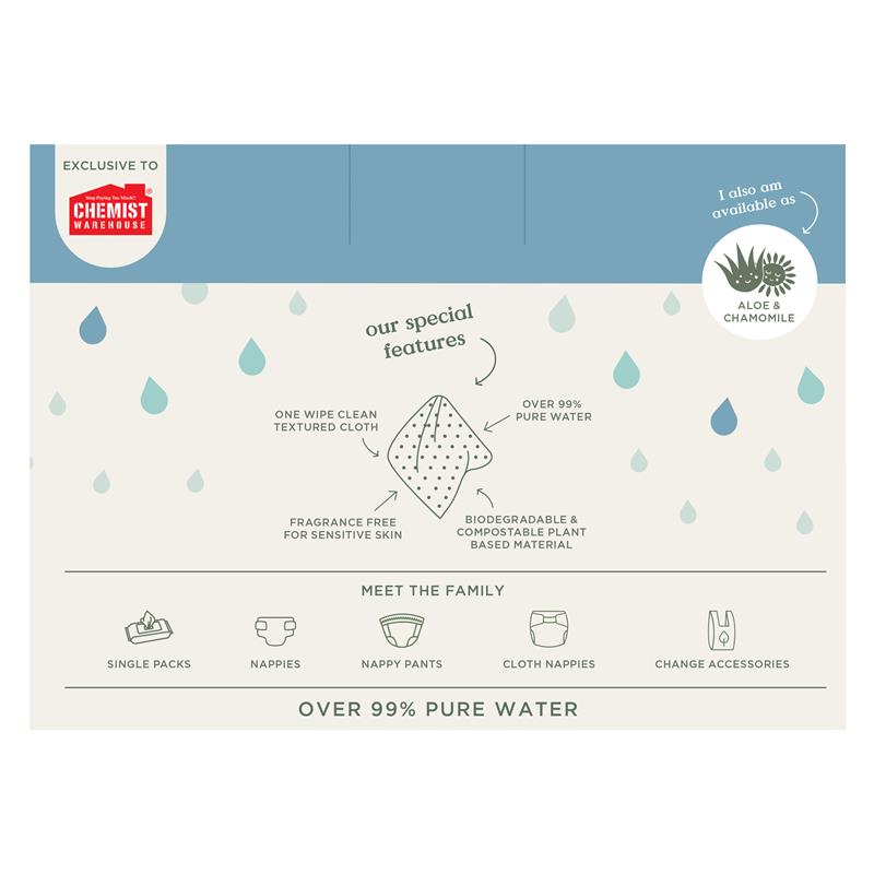 Tooshies Baby Wipes Pure Water 6 x 70 Pack