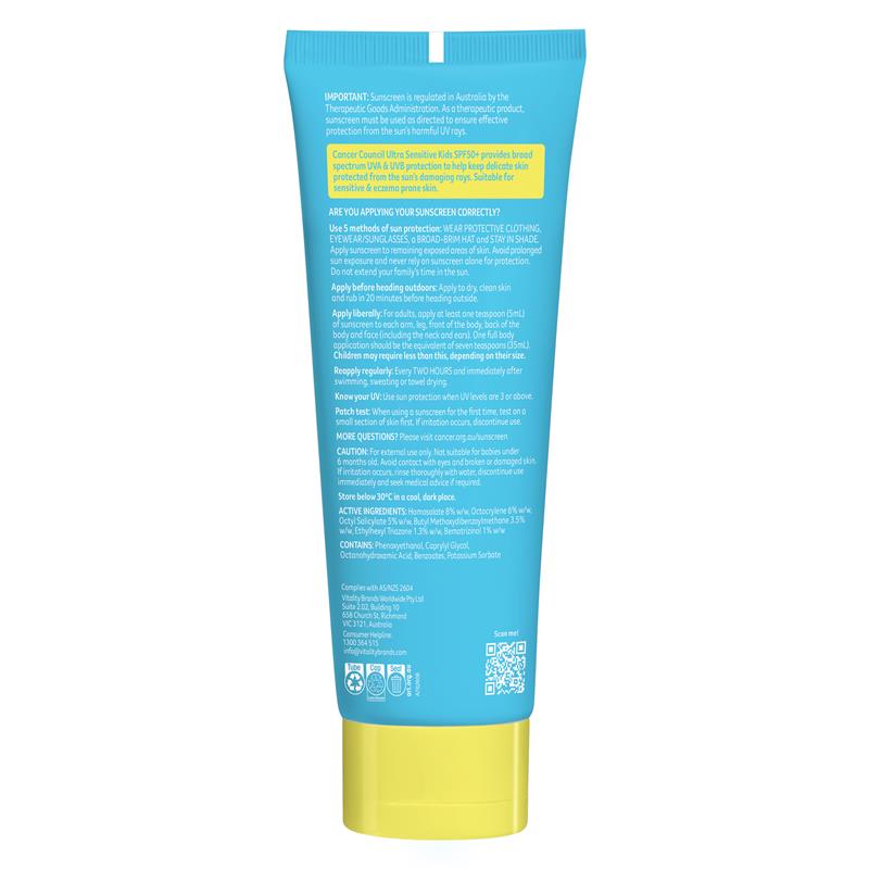 Cancer Council SPF50+ Ultra Sensitive Kids 150ml