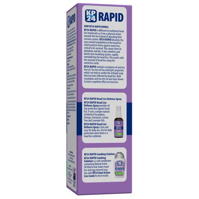 KP24 Rapid 10 Minute Head Lice/Nit Solution 250ml with Comb Family Pack