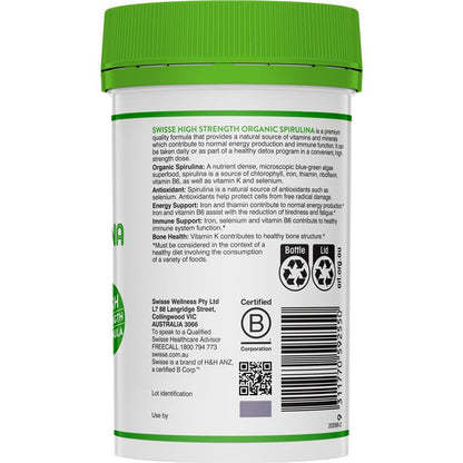Swisse Organic Spirulina 1000mg 200 Tablets