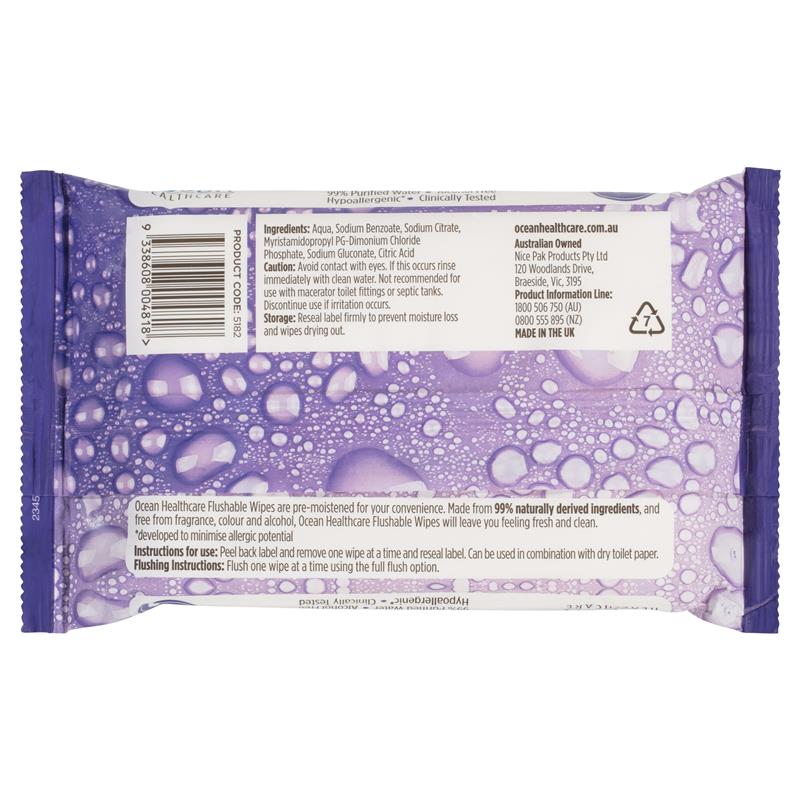Ocean Healthcare Flushable Wipes 40 Pack
