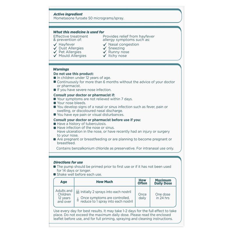 Nasonex Allergy Non-Drowsy 24 Hour Nasal Spray Twin Pack 2 x 140 Sprays