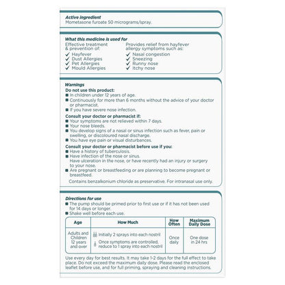 Nasonex Allergy Non-Drowsy 24 Hour Nasal Spray Twin Pack 2 x 140 Sprays