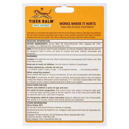Tiger Balm Nasal Congestion & Muscle Relief White Ointment 18g