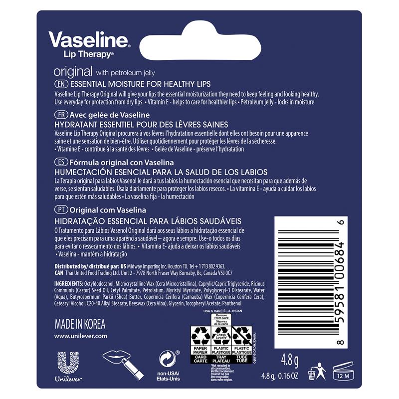 Vaseline Lip Balm Original Stick 4.8g