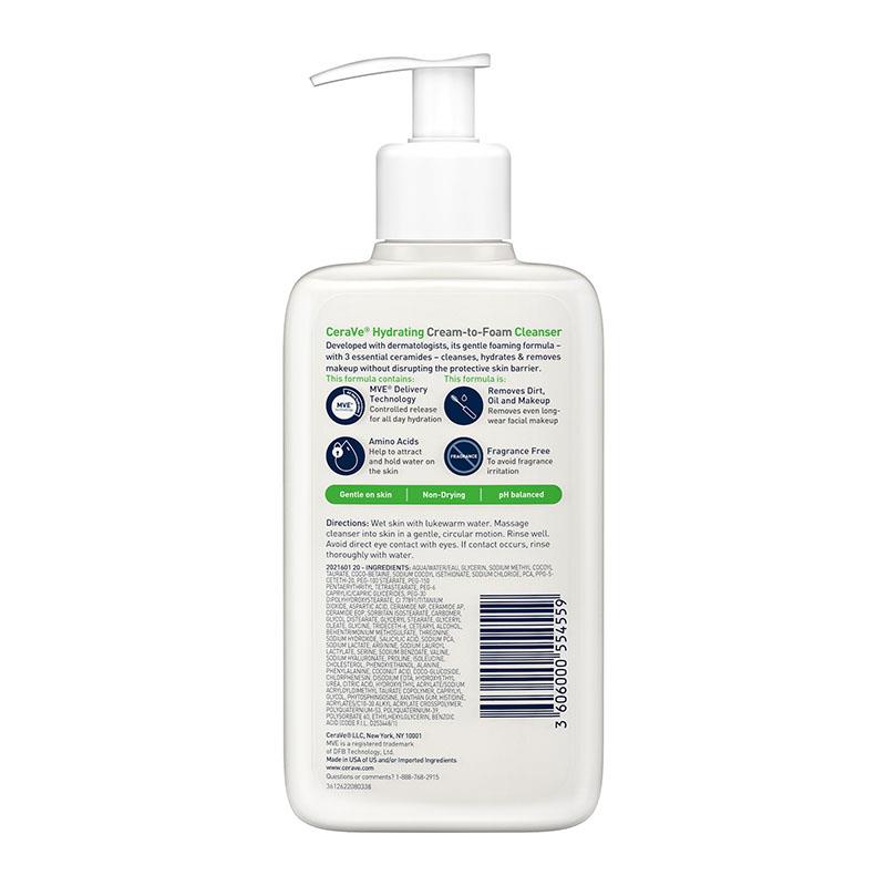CeraVe Hydrating Cream To Foam Cleanser 236ml - GimmeNow