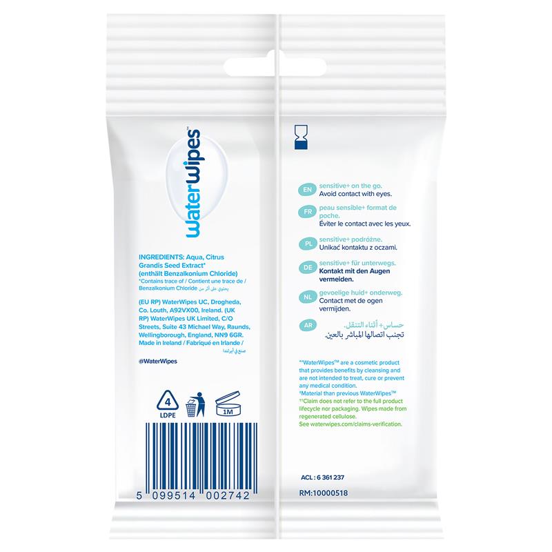WaterWipes On The Go Sensitive Wipes 10 Pack