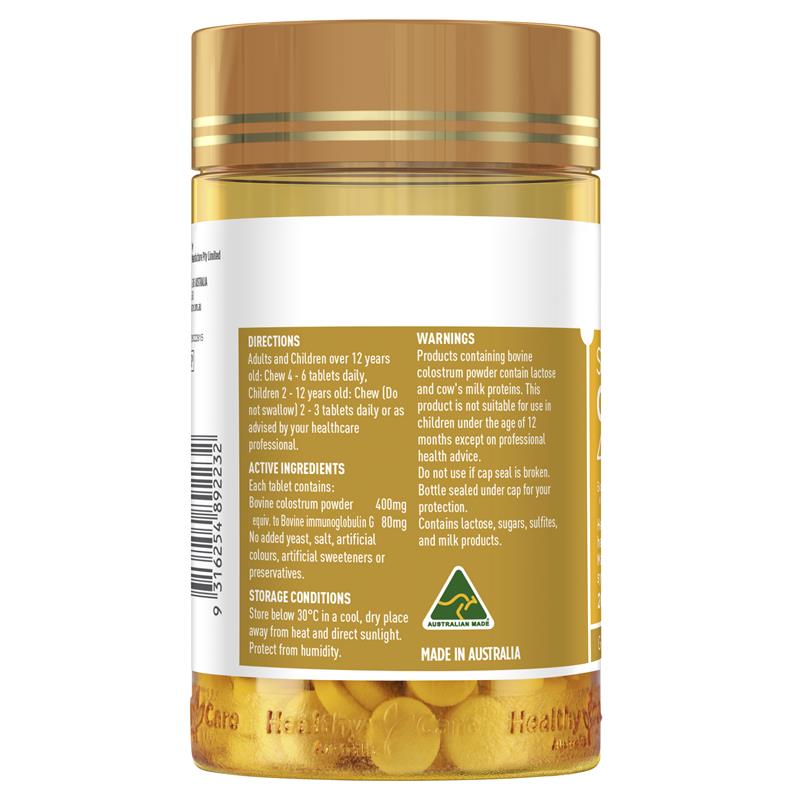 Healthy Care Super Colostrum 400mg 200 Chewable Tablets