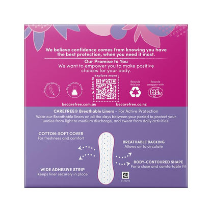 Carefree Breathable Unscented Panty Liners 48 Pack