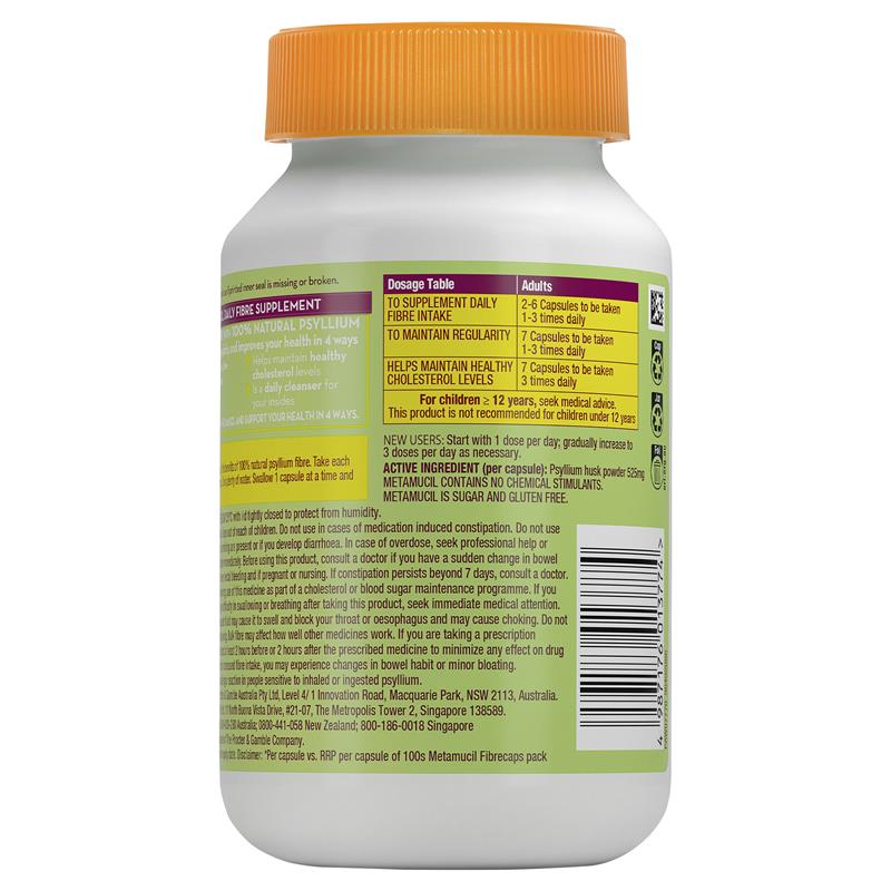 Metamucil Daily Fibre Supplement Fibre Caps 300 Capsules