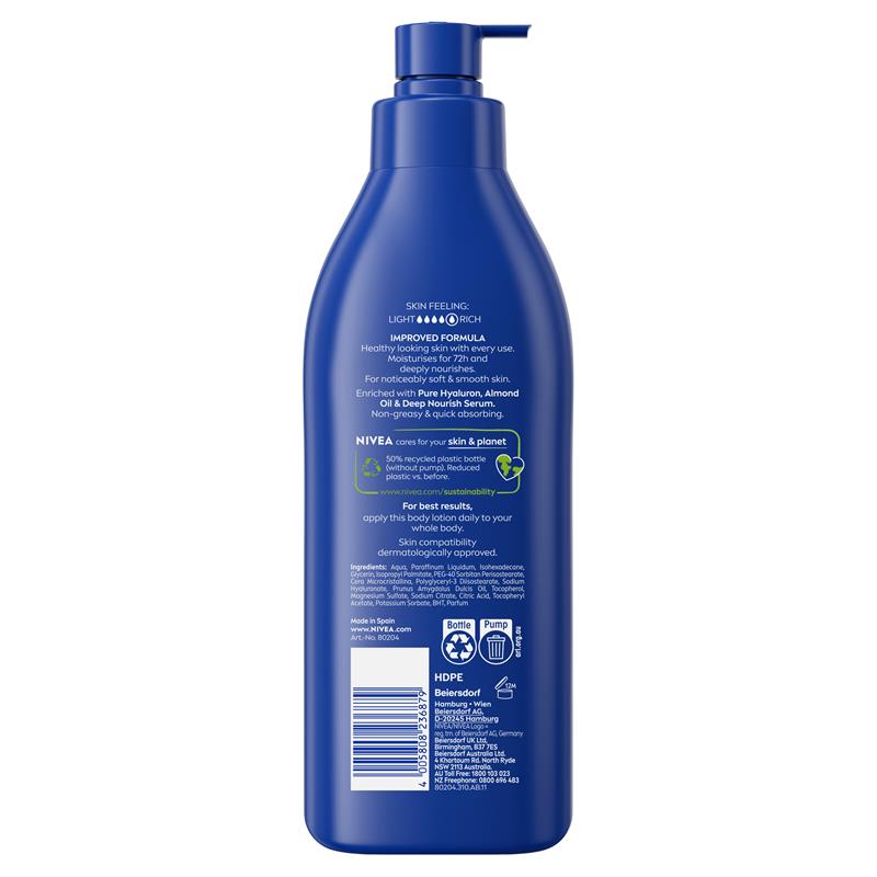 NIVEA Rich Nourishing Body Lotion Moisturiser 72H Hydration 400ml - GimmeNow