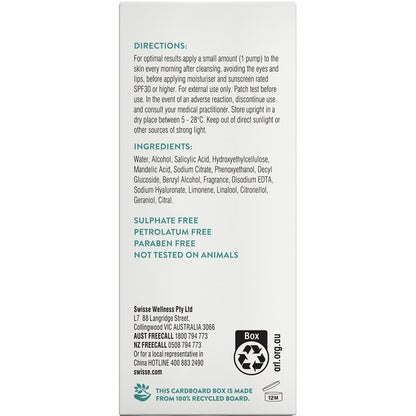 Swisse Skincare BHA 2% Clear Skin AM Balance Serum 30ml
