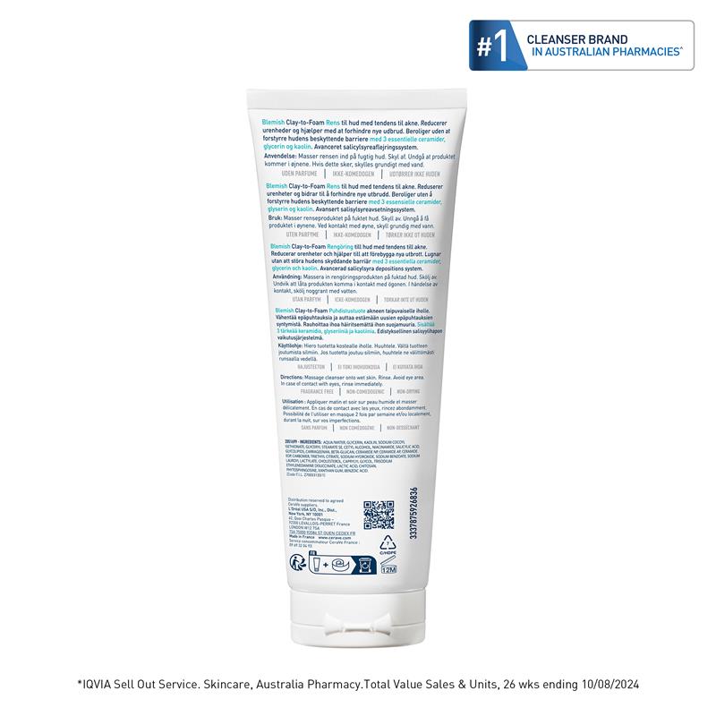 CeraVe Blemish Clay-To-Foam Cleanser 118ml