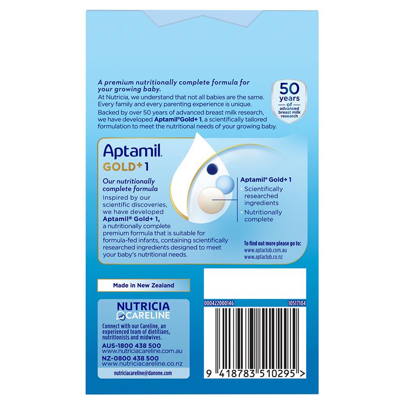 Aptamil Gold+ 1 Baby Infant Formula Powder Sachets From Birth to 6 Months 5 Pack 22.5g