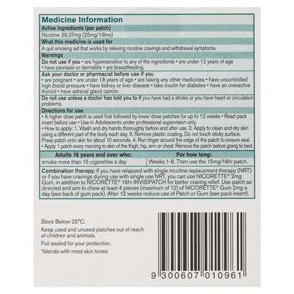 Nicorette Quit Smoking Nicotine 16 Hour Invisipatch Step 1 28 Pack