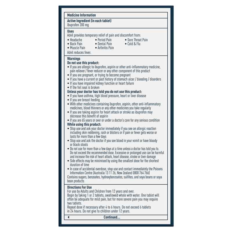Advil Ibuprofen Pain Relief 24 Tablets