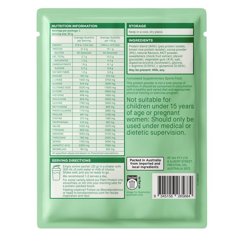 Bondi Protein Co Plant Protein Double Chocolate Sachet 30g
