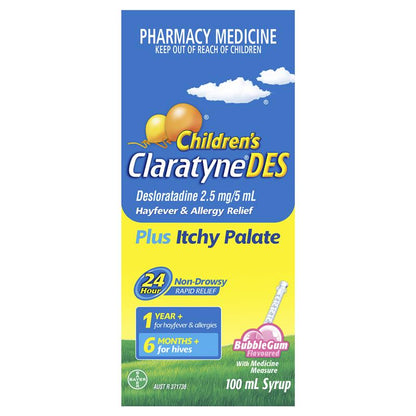 Claratyne Children’s DES Hayfever & Allergy Relief Bubblegum 100ml