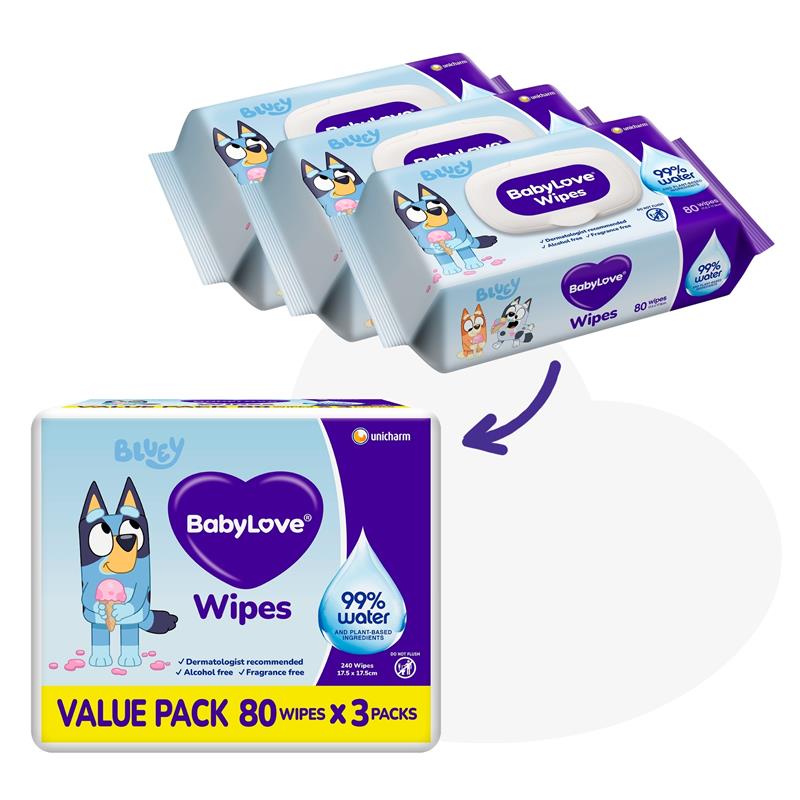 Babylove Water Wipes (80 X 3) 240 Pack